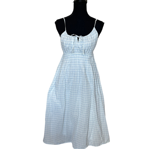 Tory Burch Blue White Gingham Beach Midi Dress MEDIUM Dorthy Ruffle Cottage $298 - Picture 6 of 9